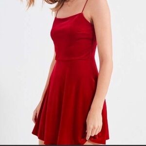 Urban Outfitters velvet red skater spaghetti straps size M EUC Feminine